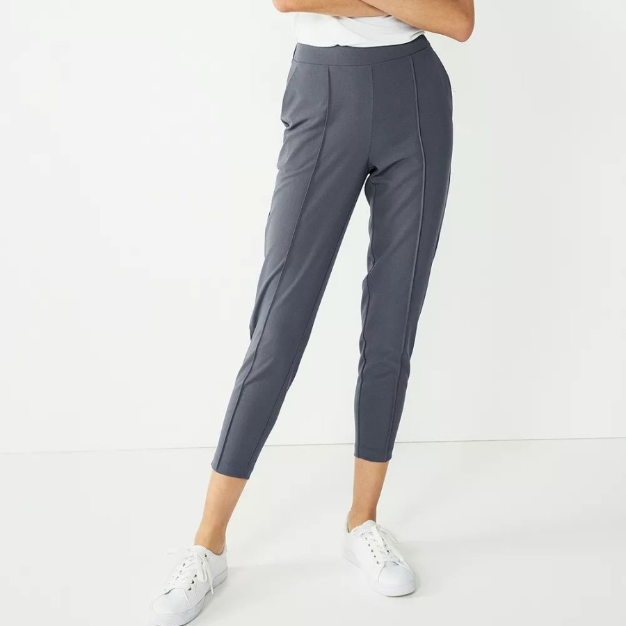 * Women'S Nine West Curvy Relaxed Pintucked Crop Pants | Bottoms