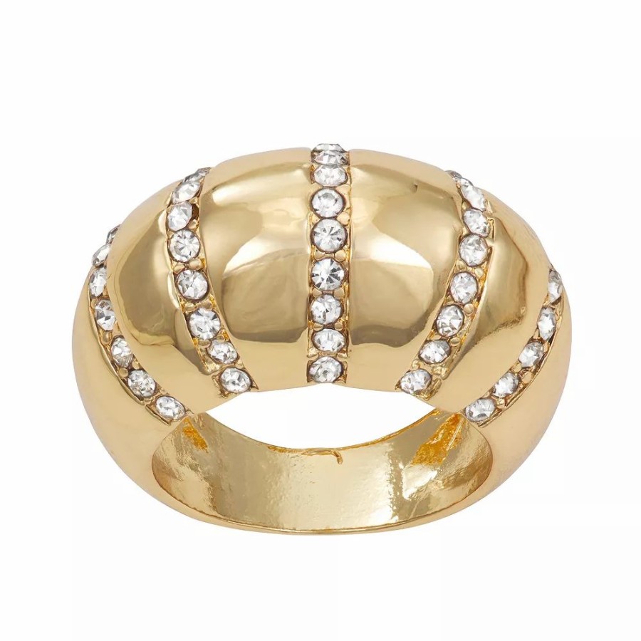 * Nine West Gold Tone Simulated Crystal Domed Ring | Rings