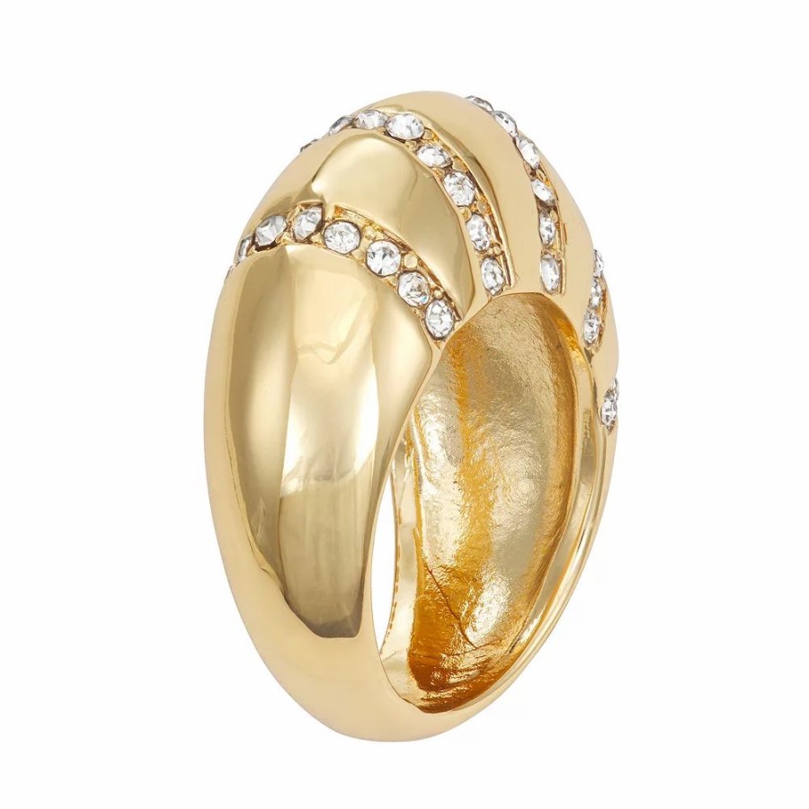 * Nine West Gold Tone Simulated Crystal Domed Ring | Rings