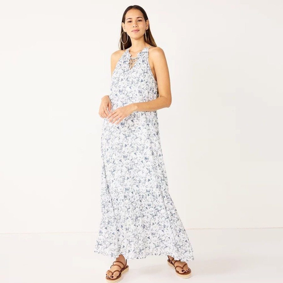 * Women'S Nine West Tiered Peasant Maxi Dress | Dresses