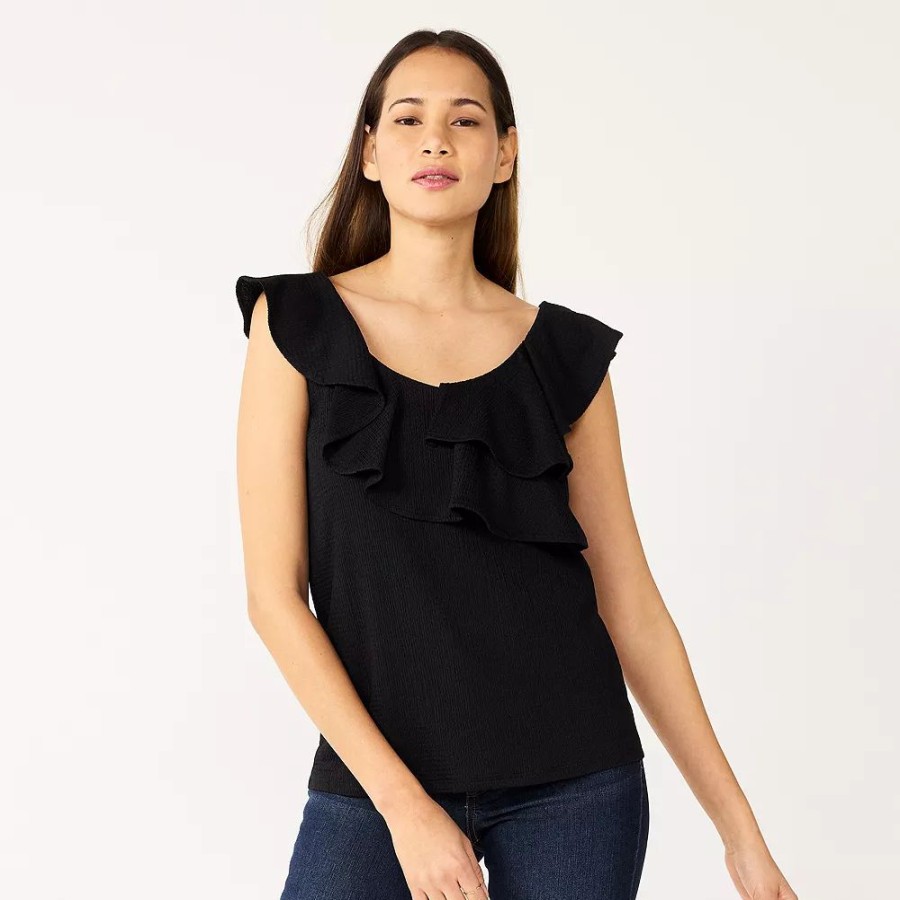 * Petite Nine West Ruffle Neck Top | Tops