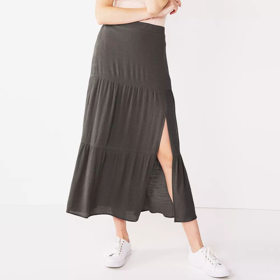 * Women'S Nine West Crosshatch Tiered Maxi Skirt | Bottoms