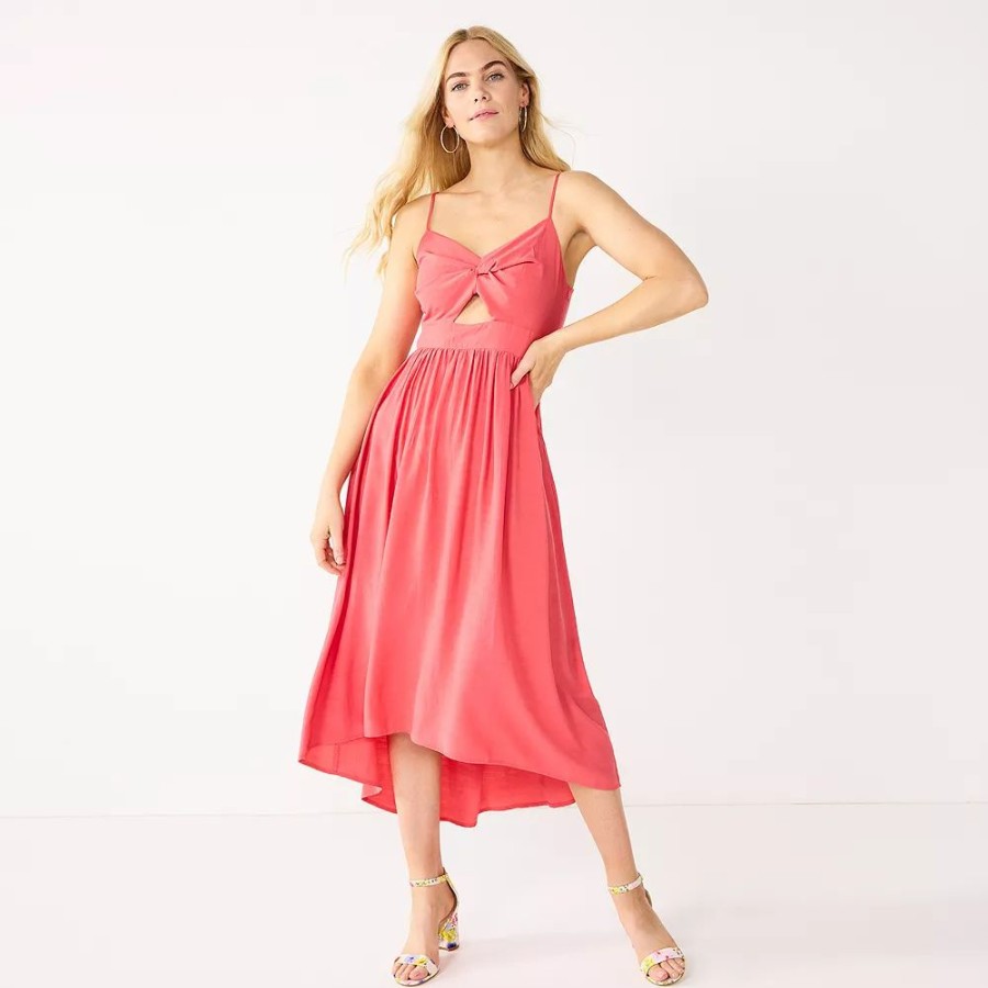 * Women'S Nine West Twist-Front High-Low Midi Dress | Dresses