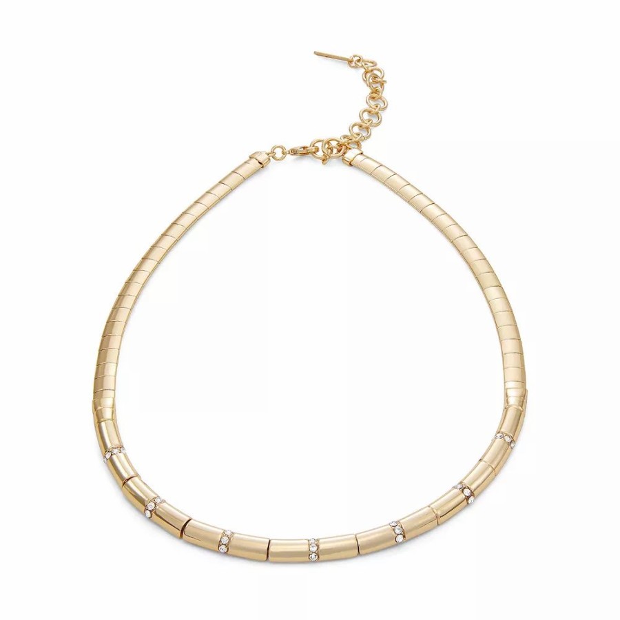 * Nine West Gold Tone Simulated Crystal Pave Necklace | Necklaces